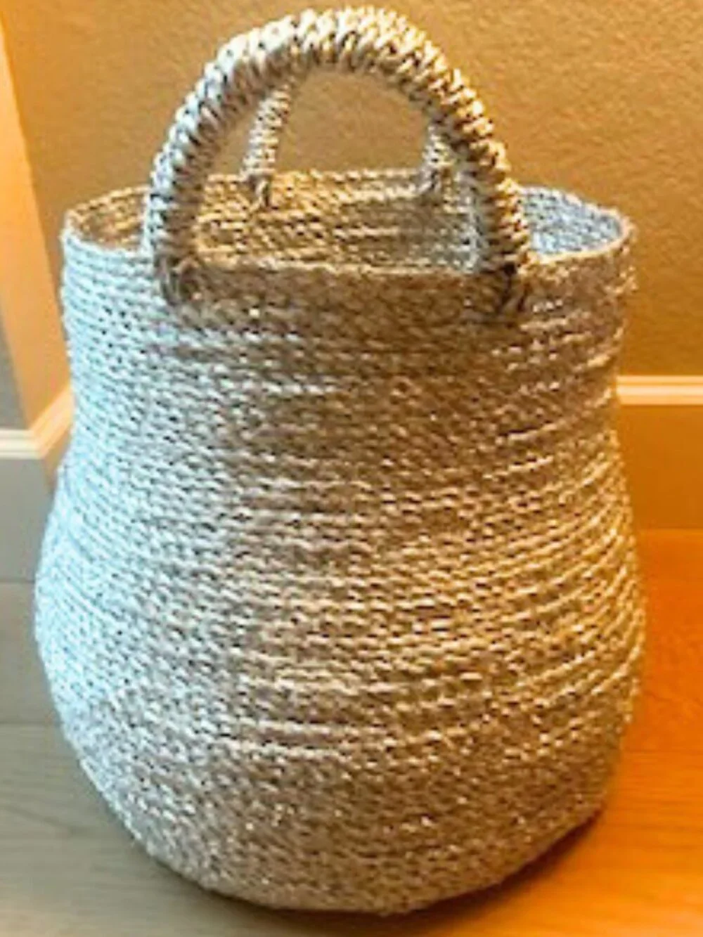 Metallic Woven Storage Basket With Sturdy Handles